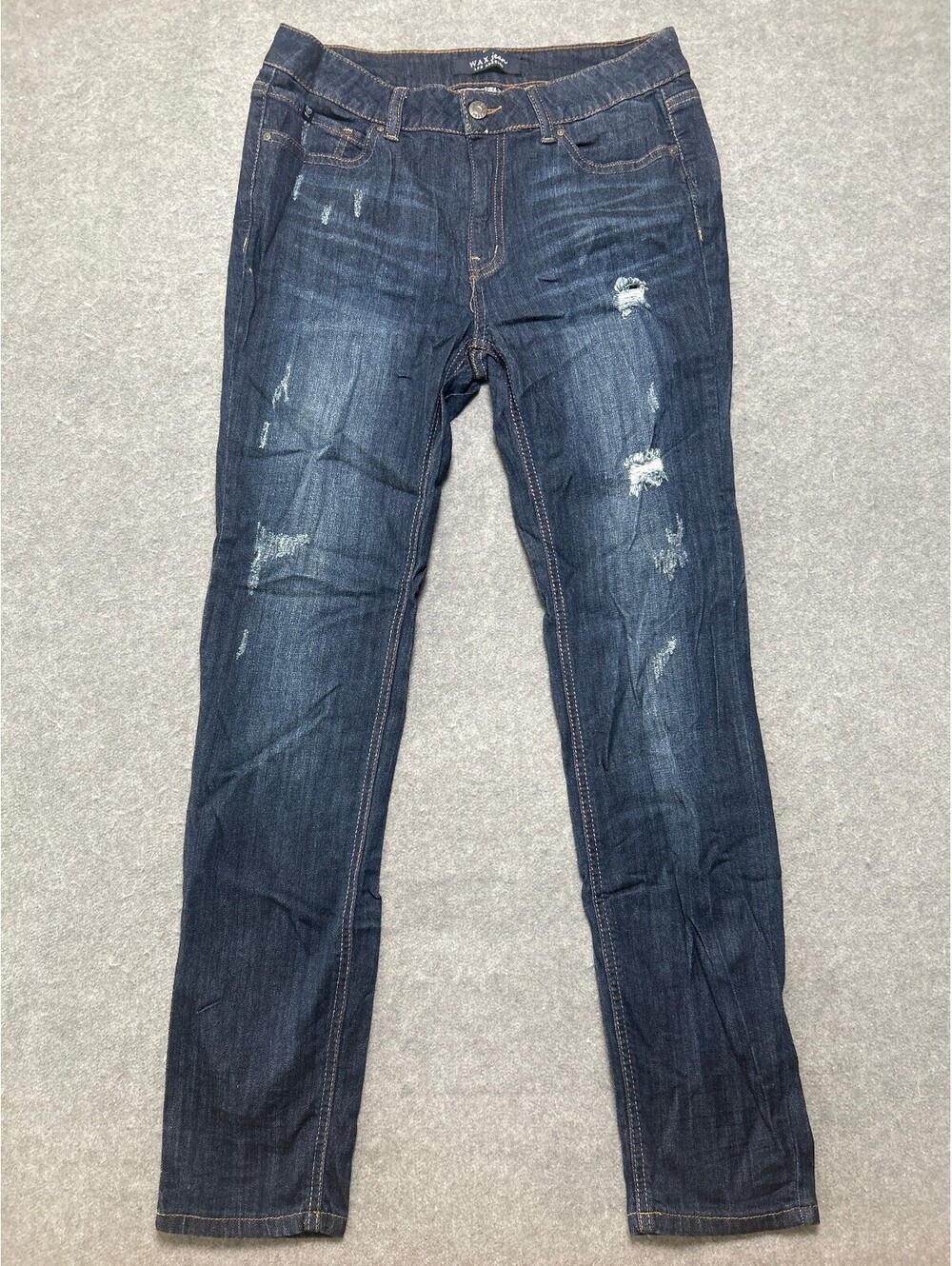 Wax Jean Los Angeles Juniors Size 11 Distressed Skinny Jeans Dark Wash Stretch